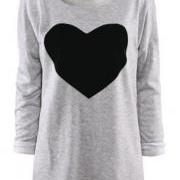 Black Heart Print T-shirt 