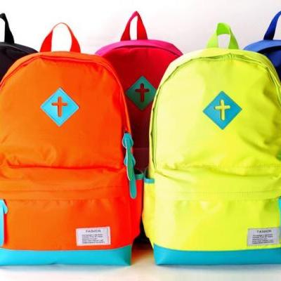 Fashion Neon Block Canvas Backpack Student Schoolbag Fashion Bag Backpack Bags