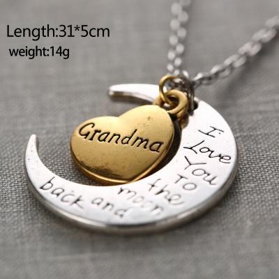 Fashion High Quality Non-fading Moon and Heart Brother Pendant Love Chain Necklace as Gift