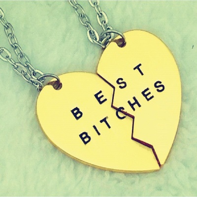 Women's Fashion Boken Heart 2 Parts Pendant BEST BITCHES Best Friends Partners Friendship Chain Necklace