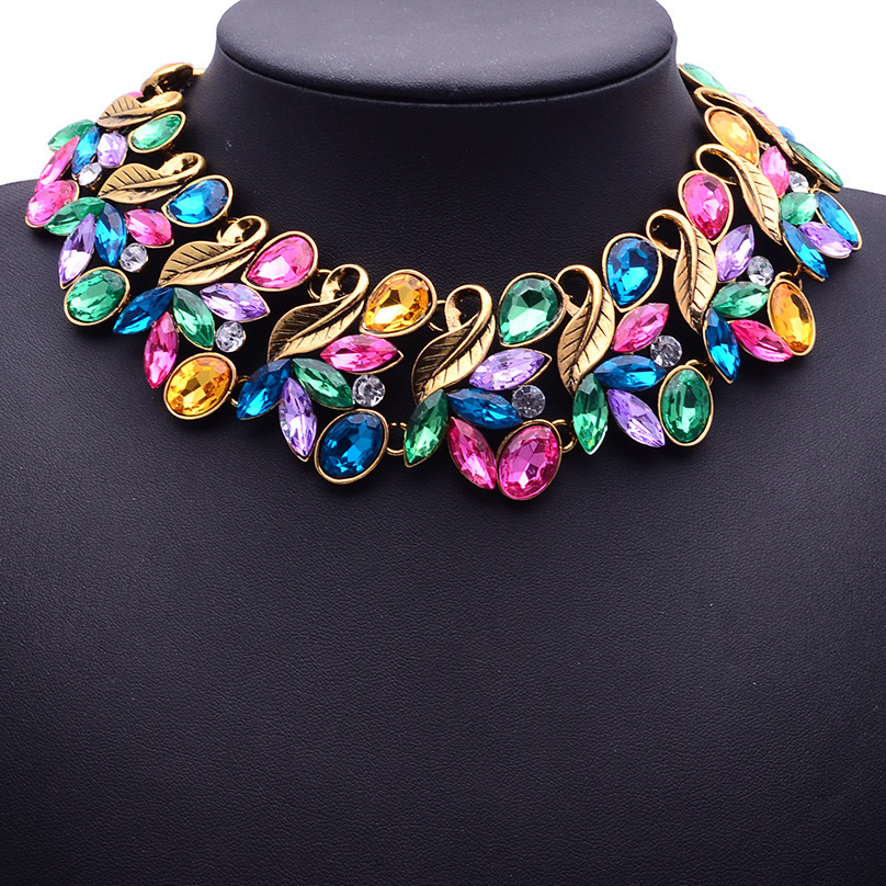 Women's Valentine's Day Jewelry Gift Handmade Luxury Gemstone Flower Party Wear Necklace