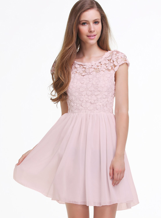 Women Christmas Gift Women Fashion Cocktail Short Sleeve Lace Skate